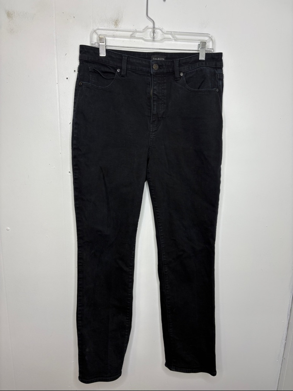 Talbots Jeans Womens 10 Straight Leg Curvy Fit Black Stretch Classic Denim